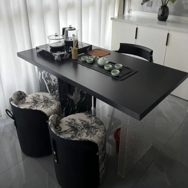 

Solid wood tea table household balcony tea table living room tea table integrated