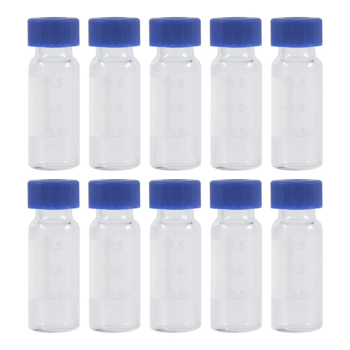 A75K 2ML Autosampler Vials Pack Of 100 - HPLC Vials 9-425 Clear Vials with Blue Screw Caps,Red White Septa