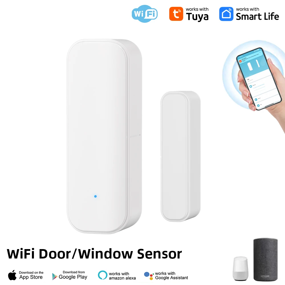 Tuya Wifi Door Sensor Window Entry Sensor Security Burglar Door Sensor Alarm Smart Life Magnetic Door Sensor Alexa Google