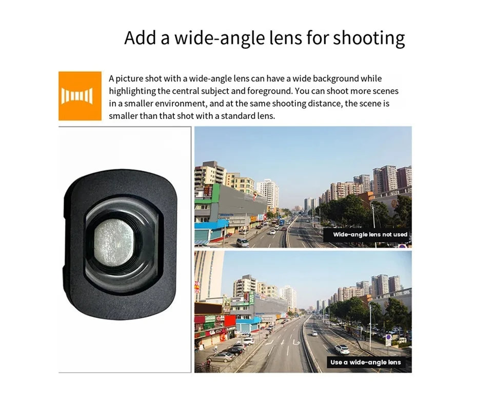 Wide Angle Filter for DJI Osmo Pocket 3 Magnifier Lens 40° Optical Glass 2x Zoom Optical Lens Magnetic design Quick Installation