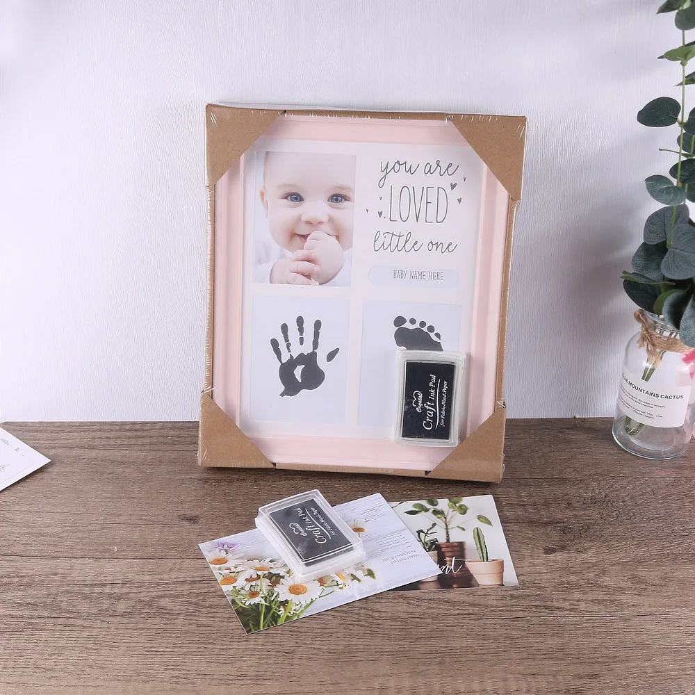 Ylsteed Newborn Hand and Foot Prints with Ink Pad Baby Footprint Infant Souvenir Newborn Photo Frame for Picture Props