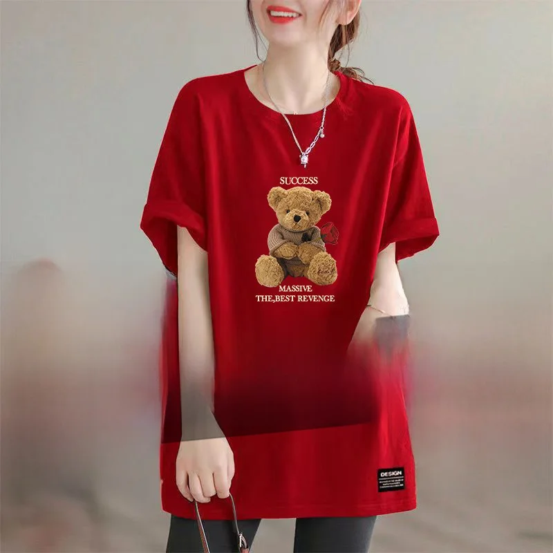 

Large Size Floral Print T-Shirt for Mom Mid-aged And Elderly Women Fashionable Sleeveless Midi Top Commute Style round Neck