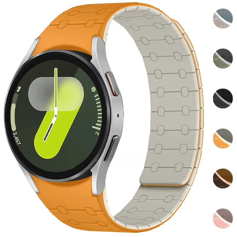 Sem lacunas pulseira de silicone magnética para samsung galaxy watch 7 fe 6 5 4 40mm 44mm 5pro 45mm banda galaxy 6 clássico 43mm 47mm pulseira