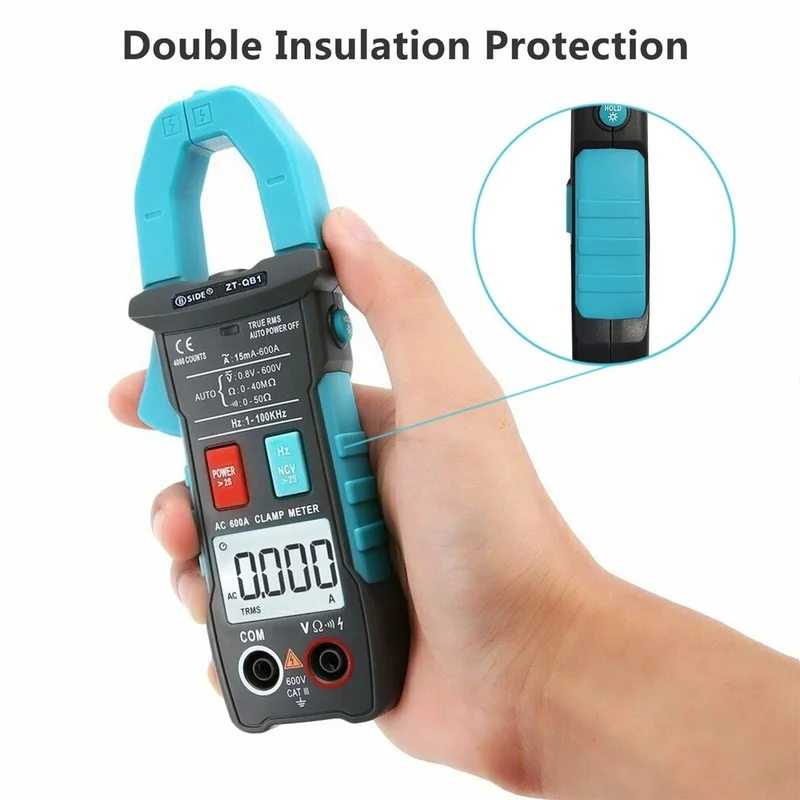 

BSIDE ZT-QB1 Plier Ammeter DC/AC Voltage Resistance NCV Hz Tester Digital Clamp Meter Multimeter 600A Current True RMS Smart