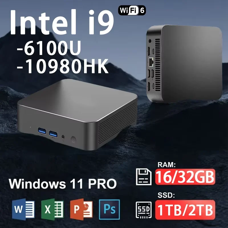 Novo MINI PC com Windows 11 Pro, Core i9 10980HK, 32GB de RAM, SSD de 1TB/2TB, WIFI 6, BT5.2, 4K HD, Mini PC para Jogos, Escritório e Estudo