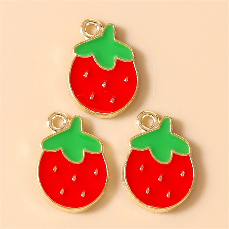 10 Stück 12x16mm Niedliche Emaille-Frucht-Pfirsich-Anhänger Passend für Halsketten, Ohrringe, Armbänder, DIY-Bastelzubehör für Schmuckherstellung – Detail 24