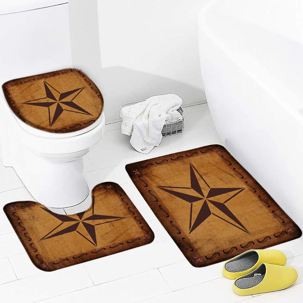 

Western Texas Star Bath Mat Doormat Rustic Non Slip Farm Wood Grain Bath Rug Floor Carpet Bathroom Accessories Machine Washable