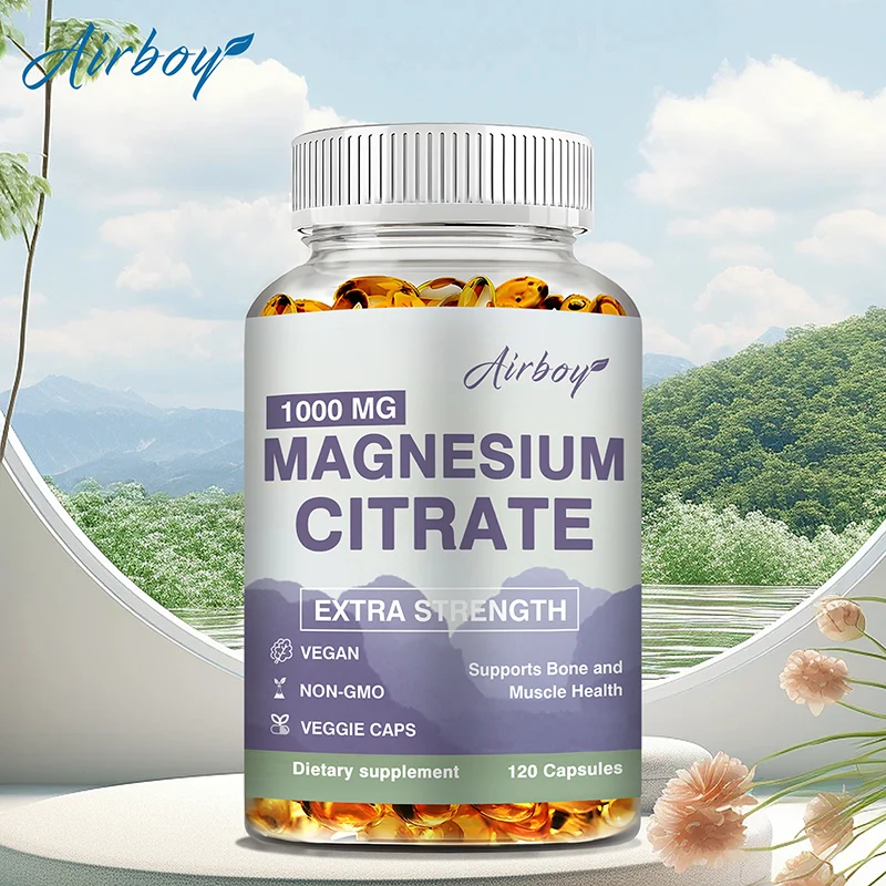 

Magnesium Citrate Capsules 1000mg - Dietary Supplement for Muscle, Nerve, Bone and Heart Support - Gluten Free, Non-GMO