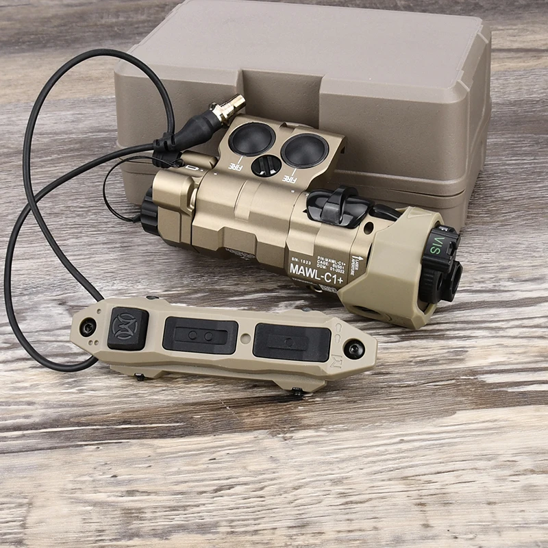 

Tactical All Metal CNC MAWL C1+ Tactical Red Green IR Laser With White LED Flashlight And Double Plug Pressure Switch Fit 20MM