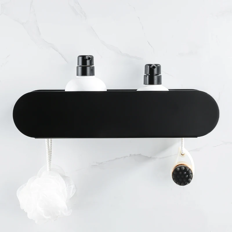 Design Bathroom Shelf Organizer Black Aluminum Shower Caddy With Hook Wc Accessories On Wall Decoration Kitchen Storage Rack acrylic nordic magazine rack office vertical newspaper modern market shelf show bedroom filing decoration estanterias furniture