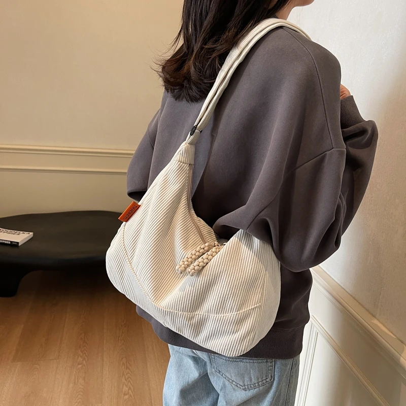 Corduroy Dumpling Bag Lightweight Large-Capacity Crossbody Bag 2025 Autumn and Winter Casual Canvas Bag Shoulder Bag 261LC