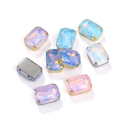 Rectangle Sewing Rhinestones For Needlework Glass Glitter Crystal Diamonds Stones 13x18mm Diy Crafts Gems Crystals For Clothes