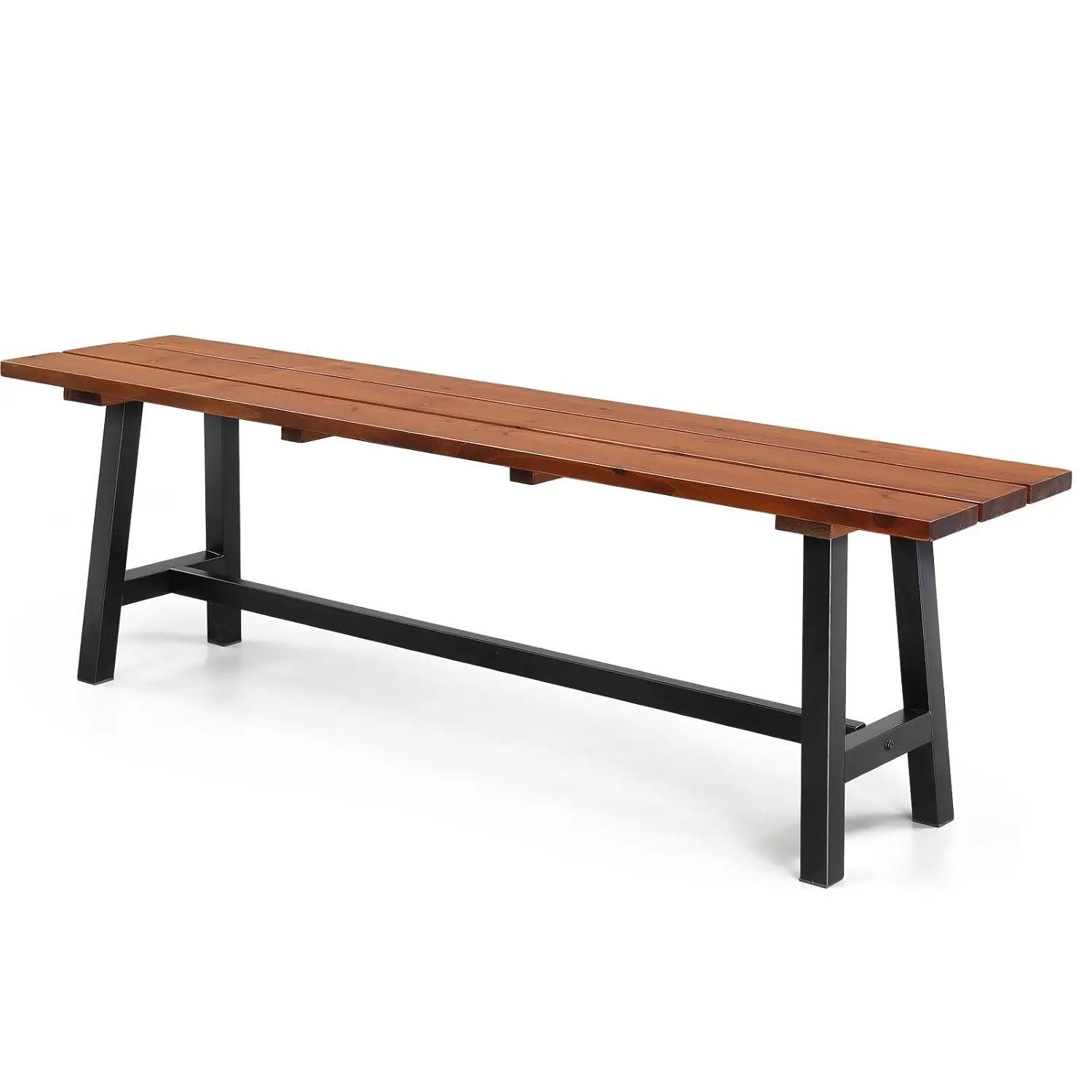 Outdoor Wooden Bench, 45” 2-Person Backless Dining Bench, Weatherproof Outdoor Patio Bench for Porch Entryway Garden