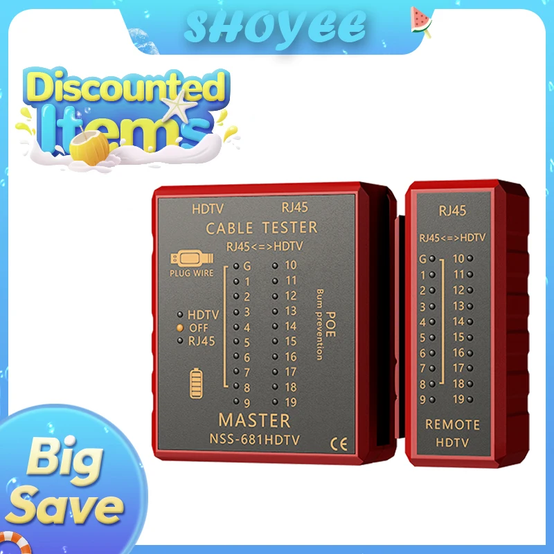 

Multifunctional Network Cable Tester HDMI Compatible RJ45 8P8C LAN POE Anti-Burn RJ11 Telephone Line Test Tool Network Repair