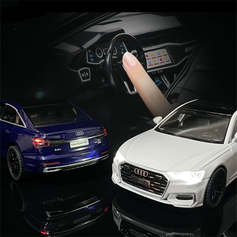 1:24 AUDI A6 Alloy Car Model Diecast & Toy Metal Vehicle Car Model High Simulation Collection Sound and Light Childrens Toy Gift