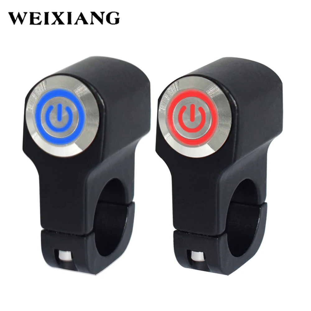 22mm 25mm Motorcycle Switches Handlebar Mount Switch Headlight Hazard Brake Fog Light ON OFF Switch Button With Indicator Light