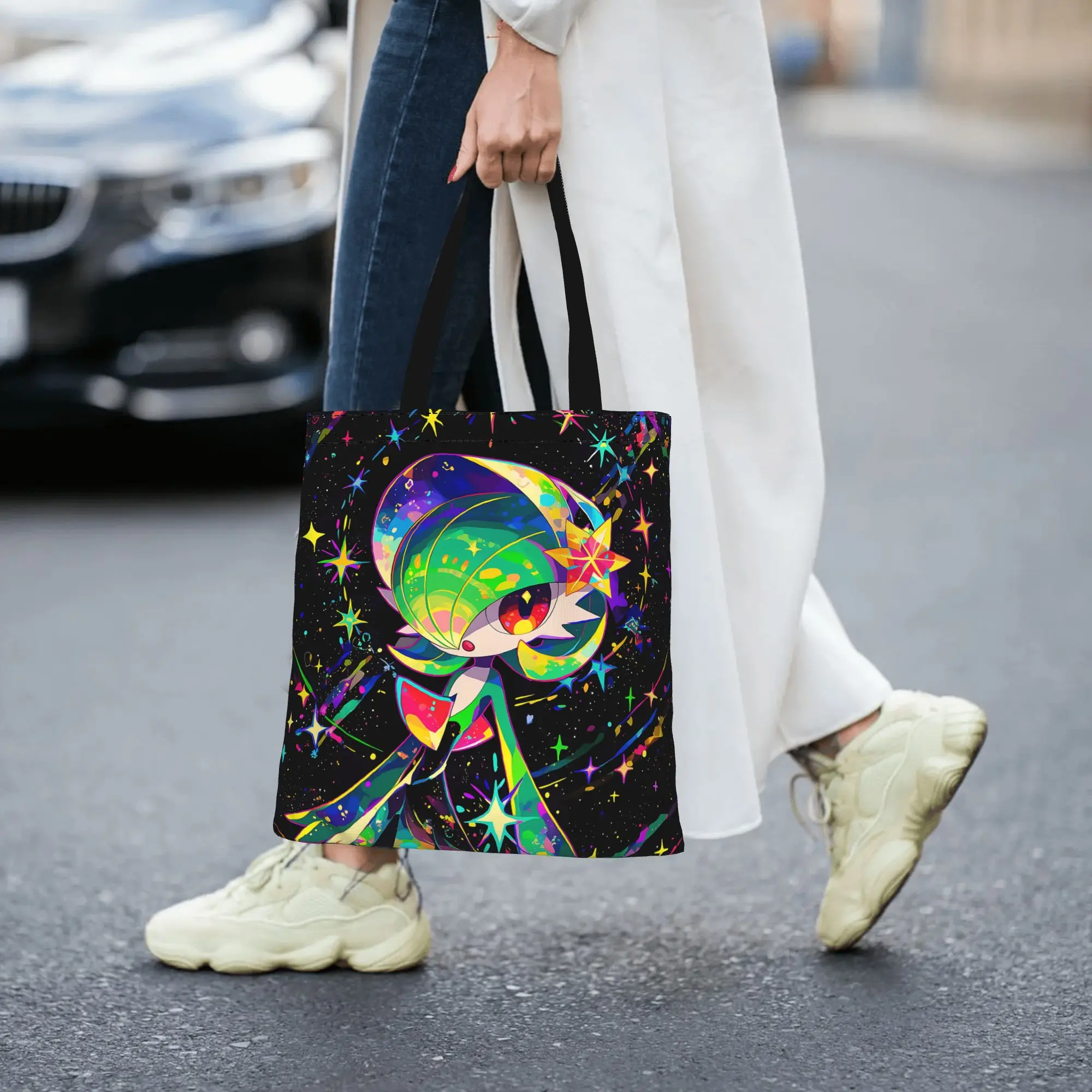 Customized Pokemon Women's Bag Shopping Bag Reusable Double Sided Canvas Tote Bag Shoulder  Handbag