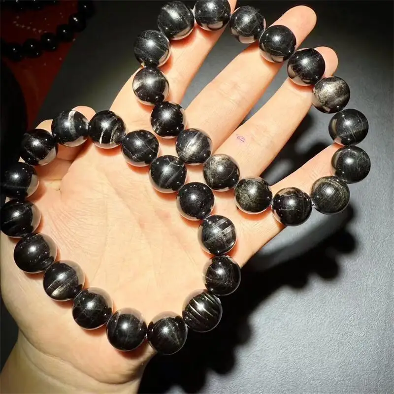 

Natural Hypersthene Bead Bracelet Gemstone Crystal Jewelry For Women Healing Bohemia Holiday Gift 1pcs 13/14MM