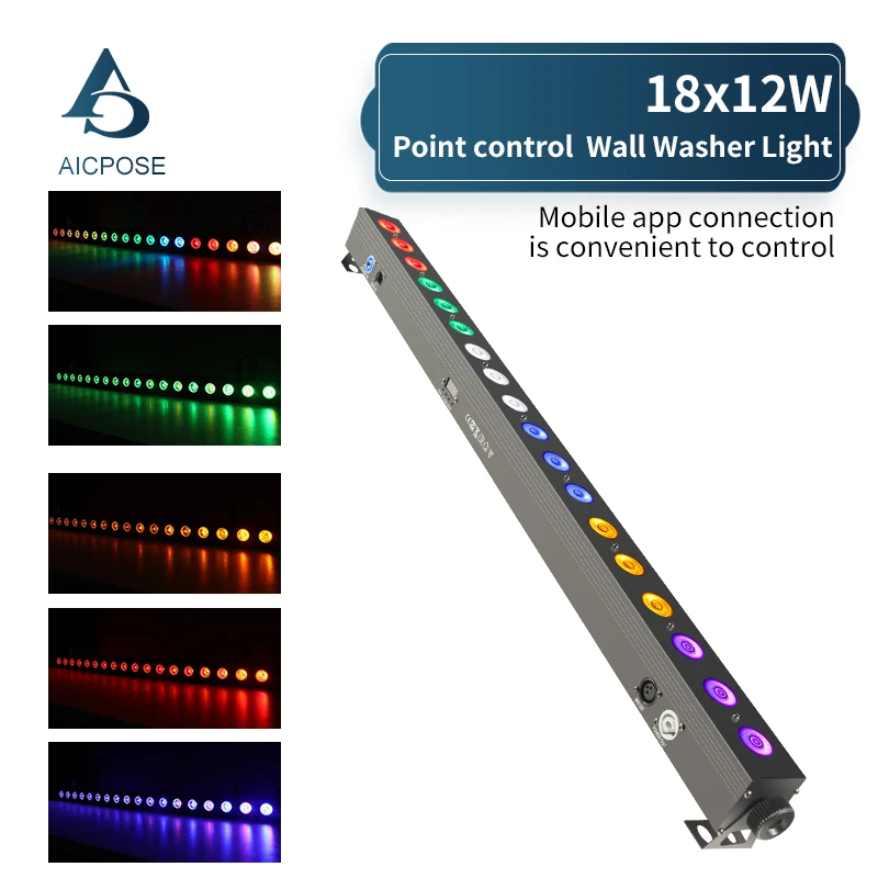 18x12w RGBW /RGBWAUV Striscia luminosa a LED Striscia di luce di colore silenziosa DMX512 Controllo pixel Professionale DJ Disco Lampada da parete Luce da palco