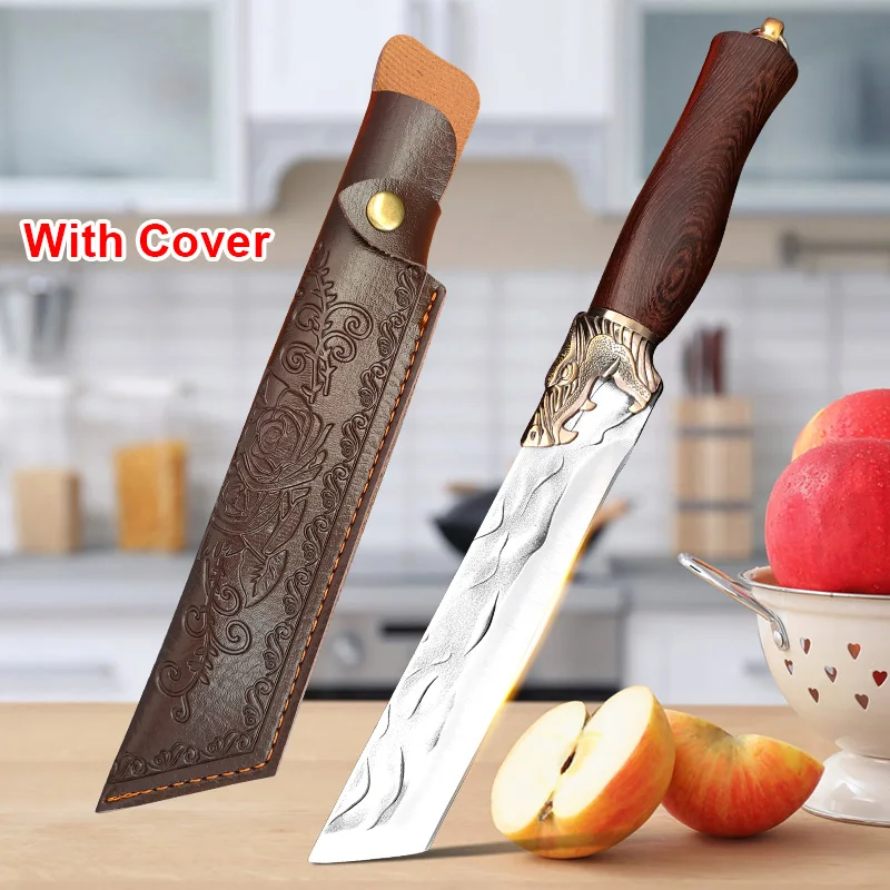 7 Inch Forged Stainless Steel Kitchen Knife Boning Knife Chef Cleaver Meat Fish Chopping Vegetable Utility Knife Slaughter Knife