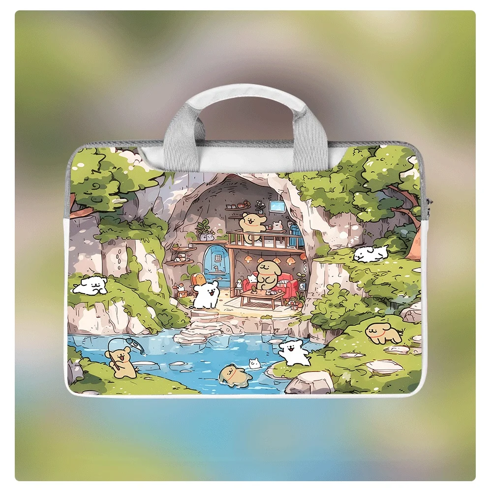 

Cute Dog Laptop Shoulder Handbag Anti-Hanger Waterproof Shockproof 12-16 Inch Large Capacity Storage Bag Student Holiday Gift