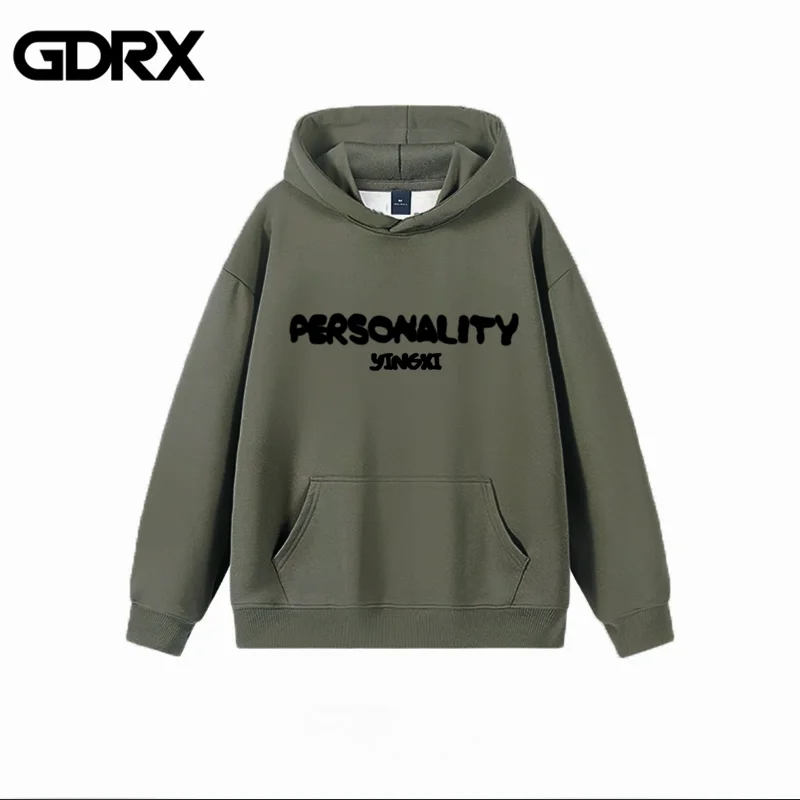 Heavy Velvet Hooded Sweatshirt Men Trendy Hoodie Thickened Warm Retro Design Niche Sweatshirts