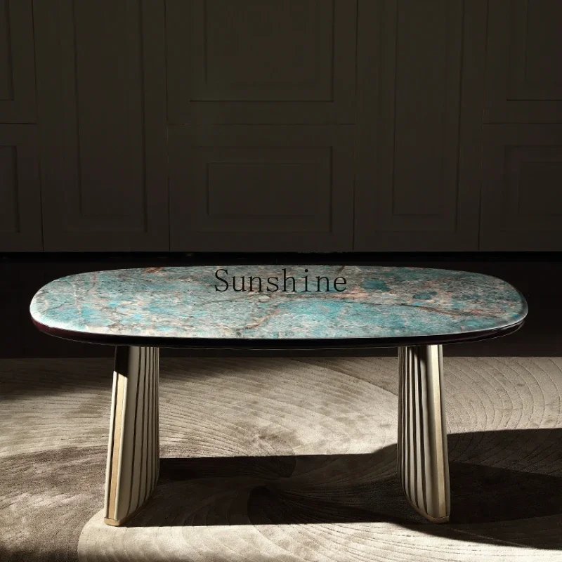 Light luxury marble dining table and chair combination oval