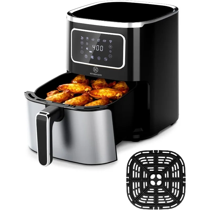 

Air Fryer Oven 5.28 Qt, 6-in-1 Digital Display Compact Cooker，Space-saving, Nonstick and Dishwasher Safe Basket, Stainless Steel