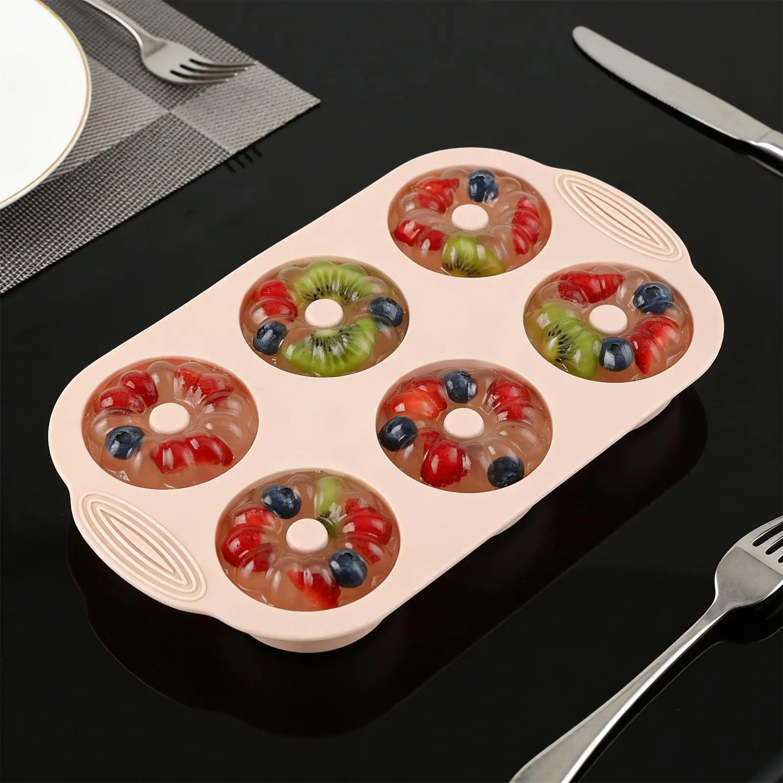 6 Hole Silicone Donut Mold Non Stick Donut Maker Baking Tray Reusable Donut Swirl Shaped Muffin Cake Mould Baking Pan