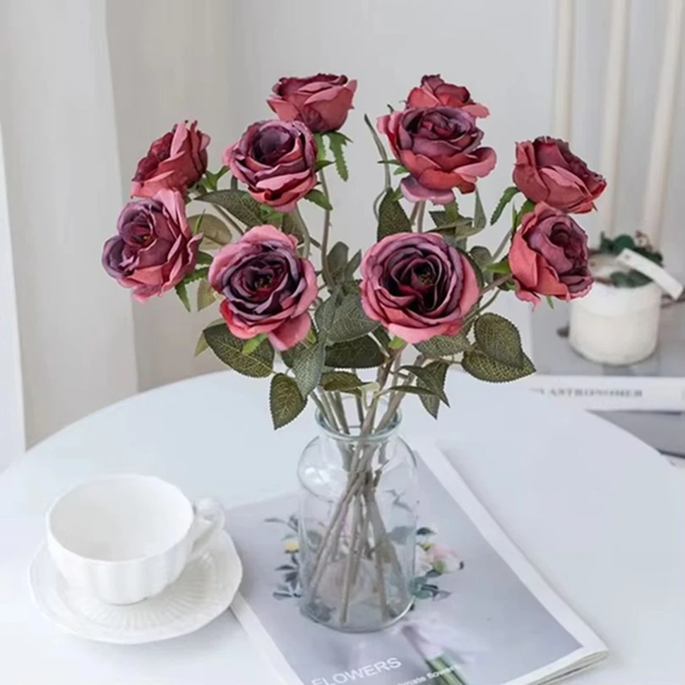 

Artificial Flowers Silk Roses Wedding Bridal Bouquet Festival Outdoor Garden Home Decoration Vase Table Decoration Accessories