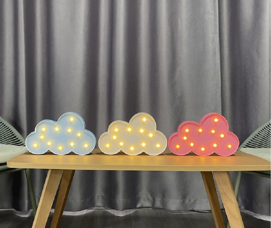 LED 모양 램프 방 분위기 장식, 구름 달 오각형 장식 램프, 창의적인 야간 조명