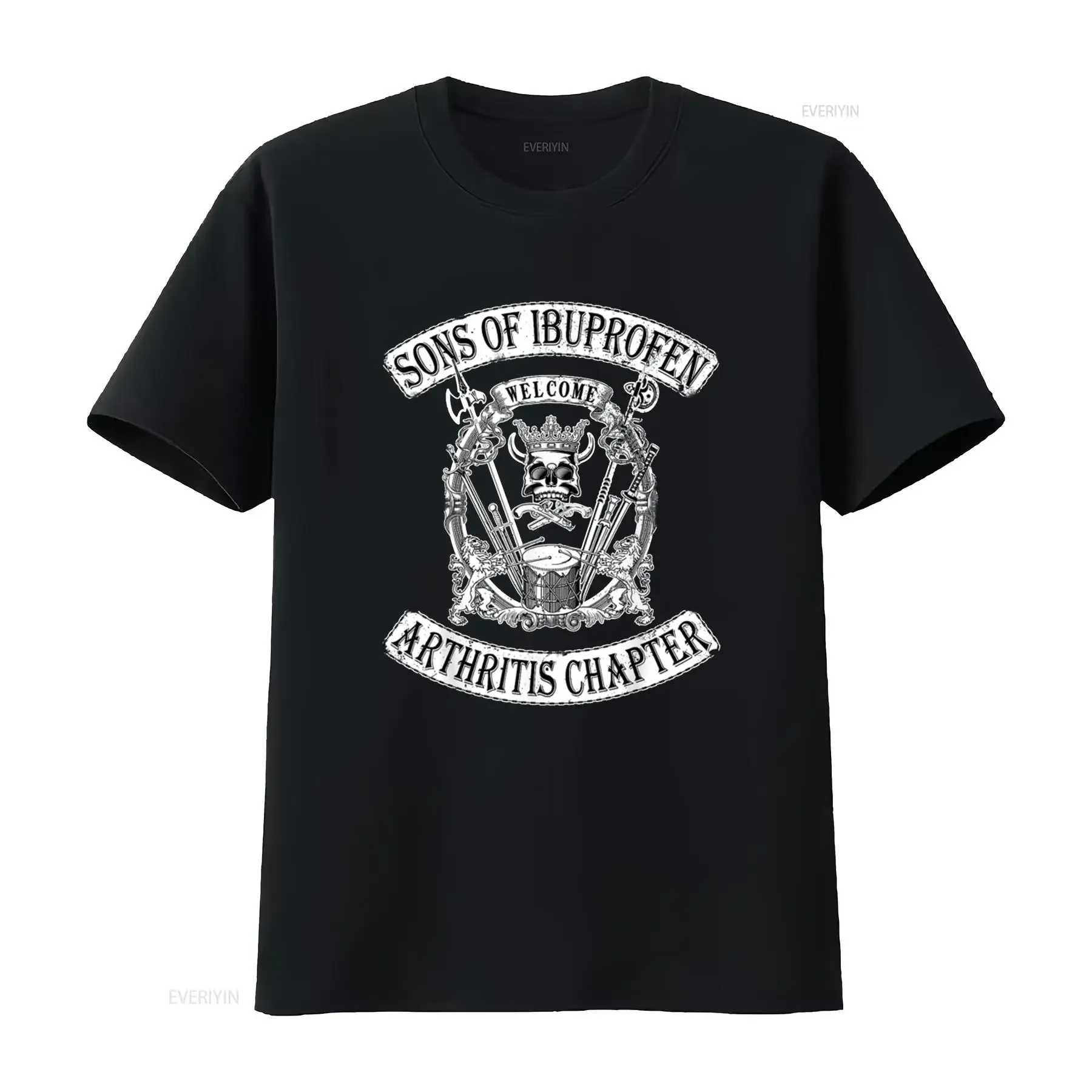 Sons of Ibuprofen Arthritis Chapter Funny Old Biker T Shirt Black 2X Large vintage Washed fashion streetwear Comfortable