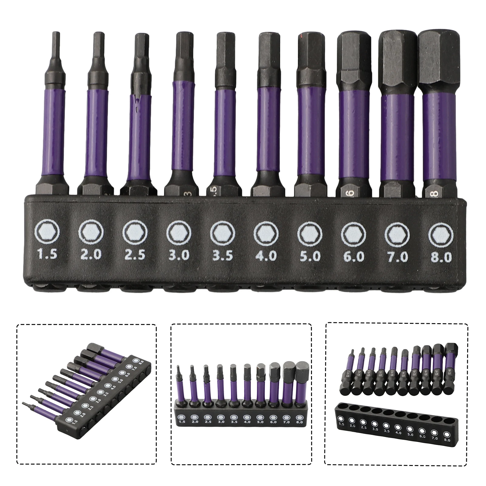 

10Pcs Magnetic Hex Head Screwdriver Bit Set 1/4 Shank Screwdriver Bit H1.5-H6 Power Tool Replacement Accessories