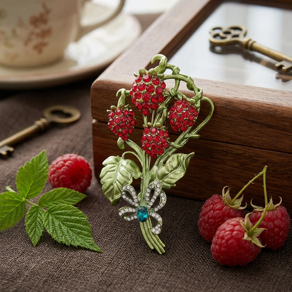 Classic Rhinestone Strawberry Brooches for Women Unisex Wear Creativity Metals Fruits Pins   Badges Casual Party Banquets Friend