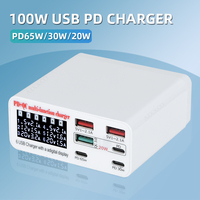 100W USB-C Charger Desktop USB Charging Station 6 USB Ports PD 65W QC3.0 USB Fast Charger For Macbook iPhone Samsung
