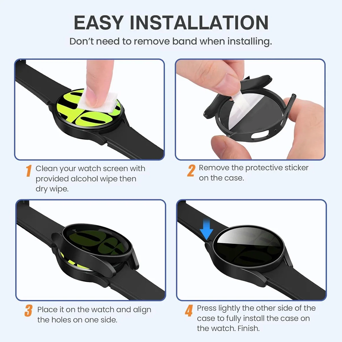 Casing Kaca + Tali untuk Jam Tangan Samsung Galaxy 7/6/5/4 40 44Mm Jam Tangan Gelang Olahraga Silikon Penutup PC Antigores 7/6/5/4 40 Aksesori