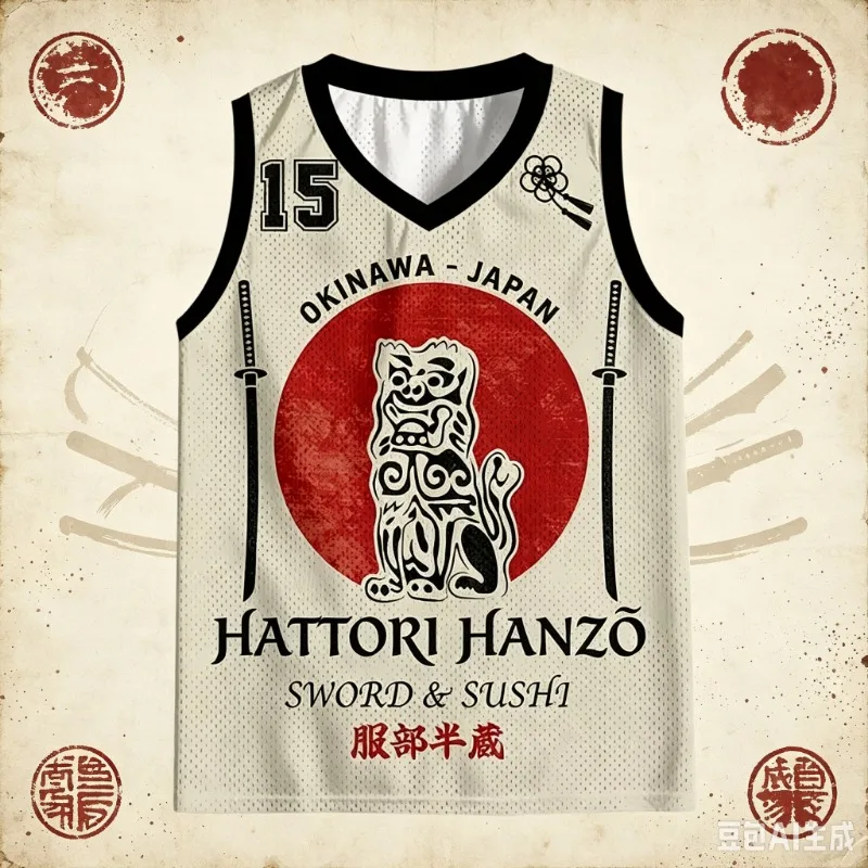 2026 New Summer Japanese Ancient Samurai Hanzo  3D Printing Y2K V-neck Breathable Parent Child Streetwear Loose Fit  Tank Top