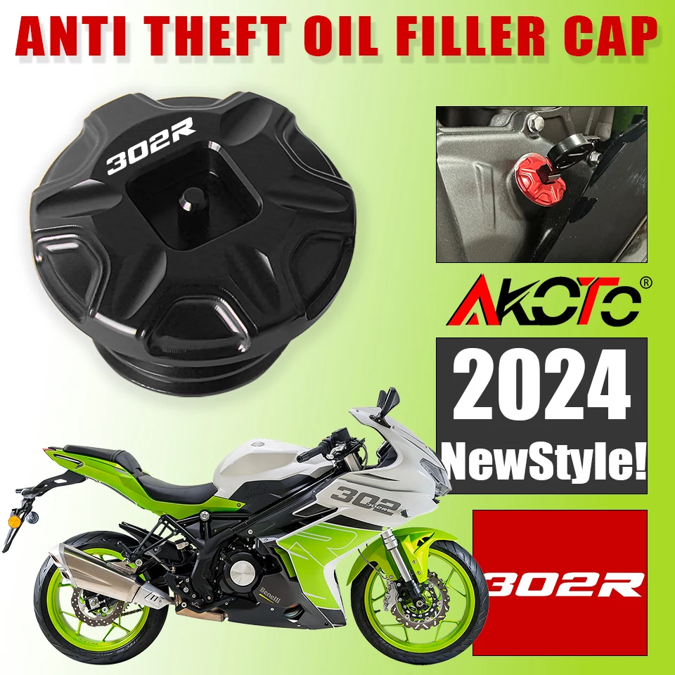 

Motorcycle CNC Anti theft Oil Filler Cap Accessories Engine Oil Plug Cover For Benelli 302 302R Tornado 252R 2021 2022 2023 2024