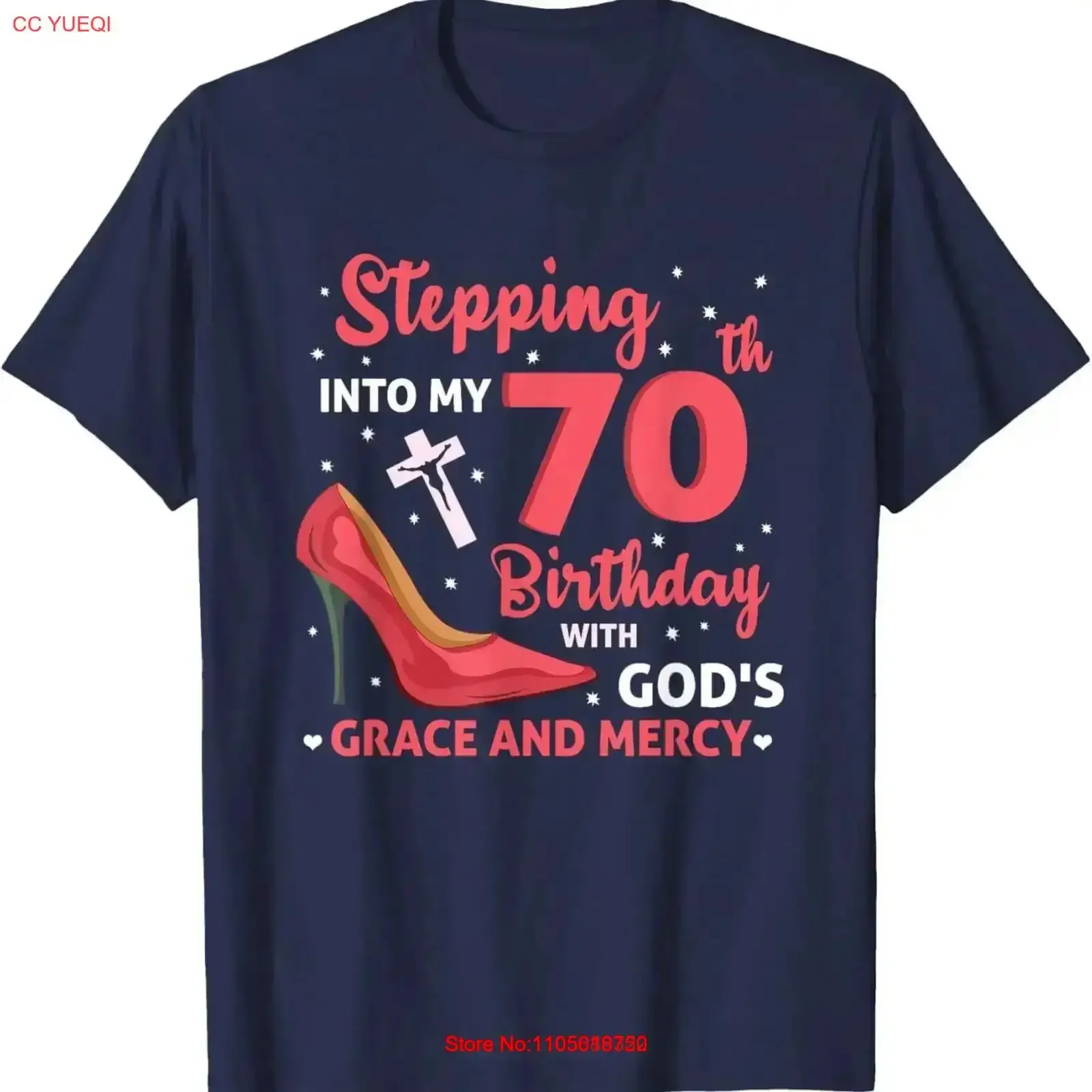 T-shirt vintage lavé pour mon 70e anniversaire, avec la grâce et la miséricorde de Dieu, pour un usage quotidien, mode décontractée et élégante