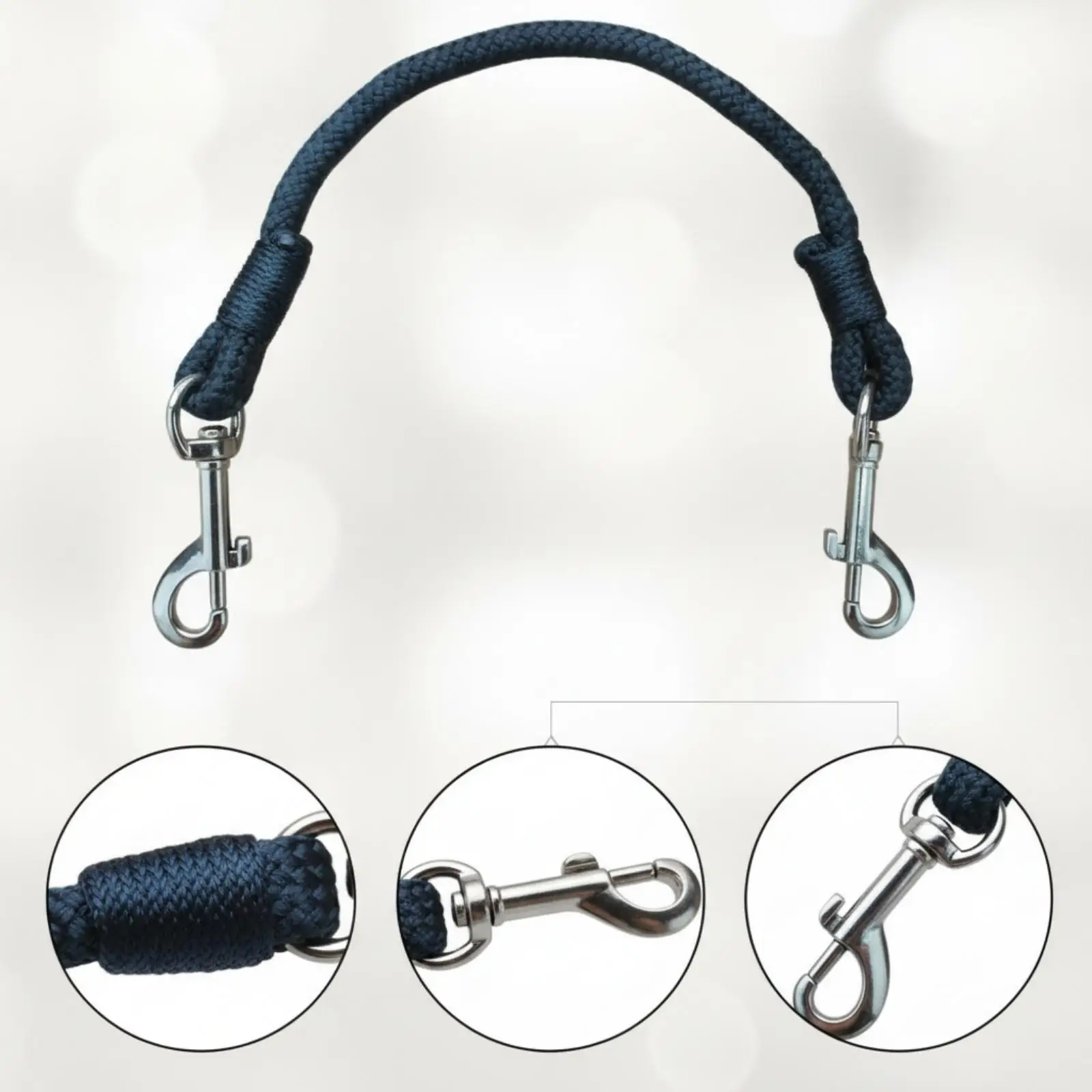 Equestrian Rope Lock 45cm Nylon Horse Lead Rope with Dual Snap Hooks Stable Control Tack for Horse Training