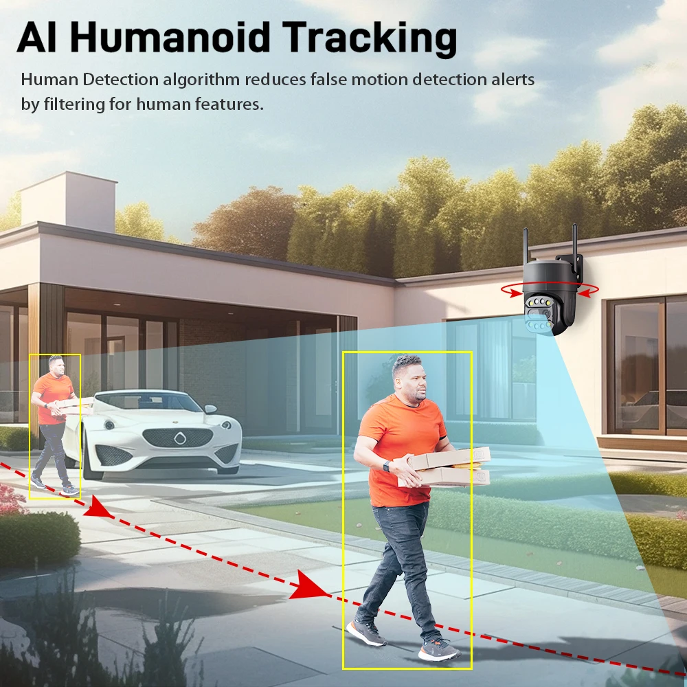 Imagem -04 - Câmera de Vigilância ip sem Fio ao ar Livre hd 4k Lente Dupla 4g Detecção Humana Wi-fi Proteção de Segurança Alta Visão 4g