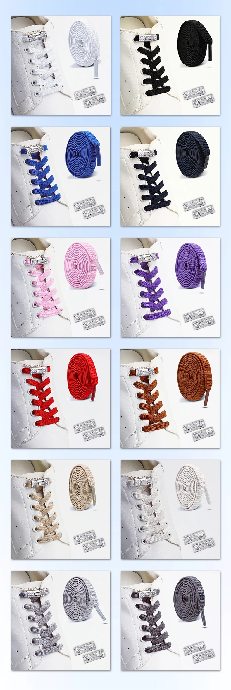 Neue Diamant-Schnürsenkel ohne Binden, elastische Schnürsenkel für Sneaker, Schnürsenkel ohne Binden für Kinder und Erwachsene, Schuhzubehör – Detail 8