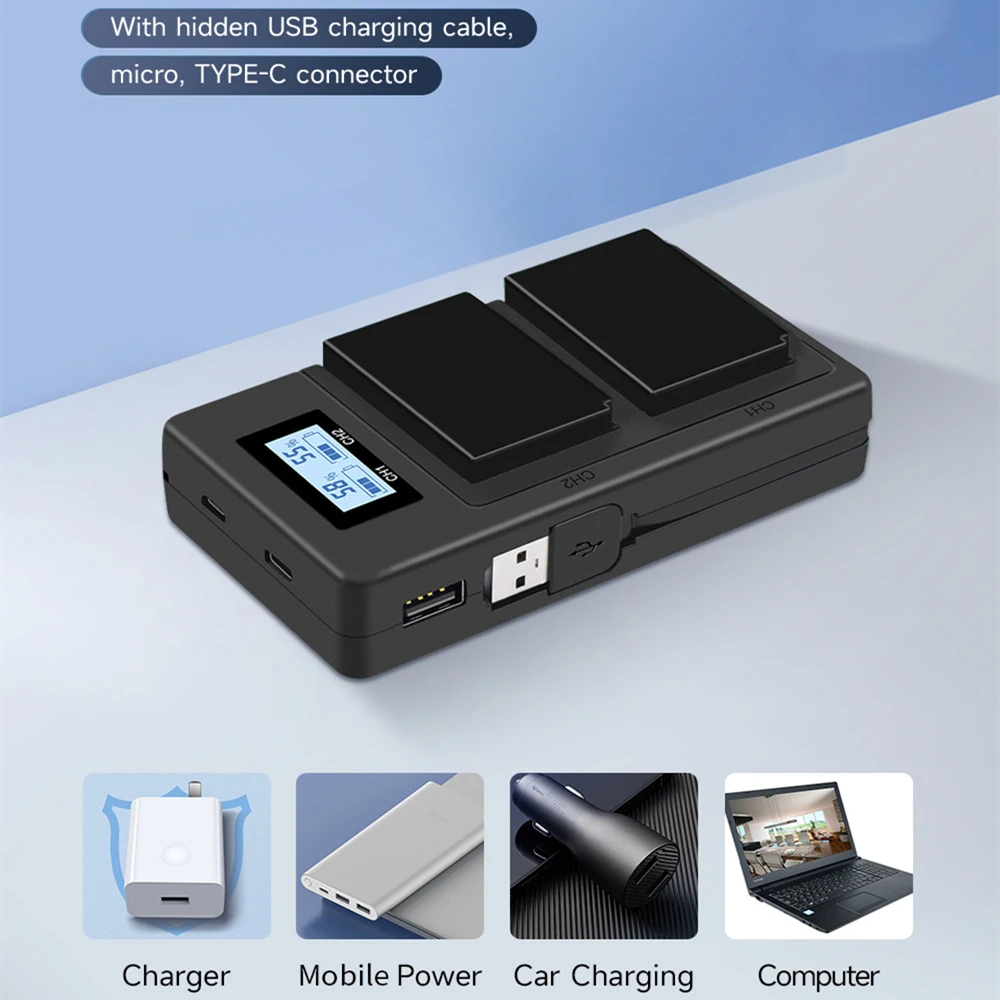 USB LCD 카메라 배터리 충전기 EN-EL20 Nikon COOLPIX P1000 P950 J1 J3 S1 V3용 디지털 충전기