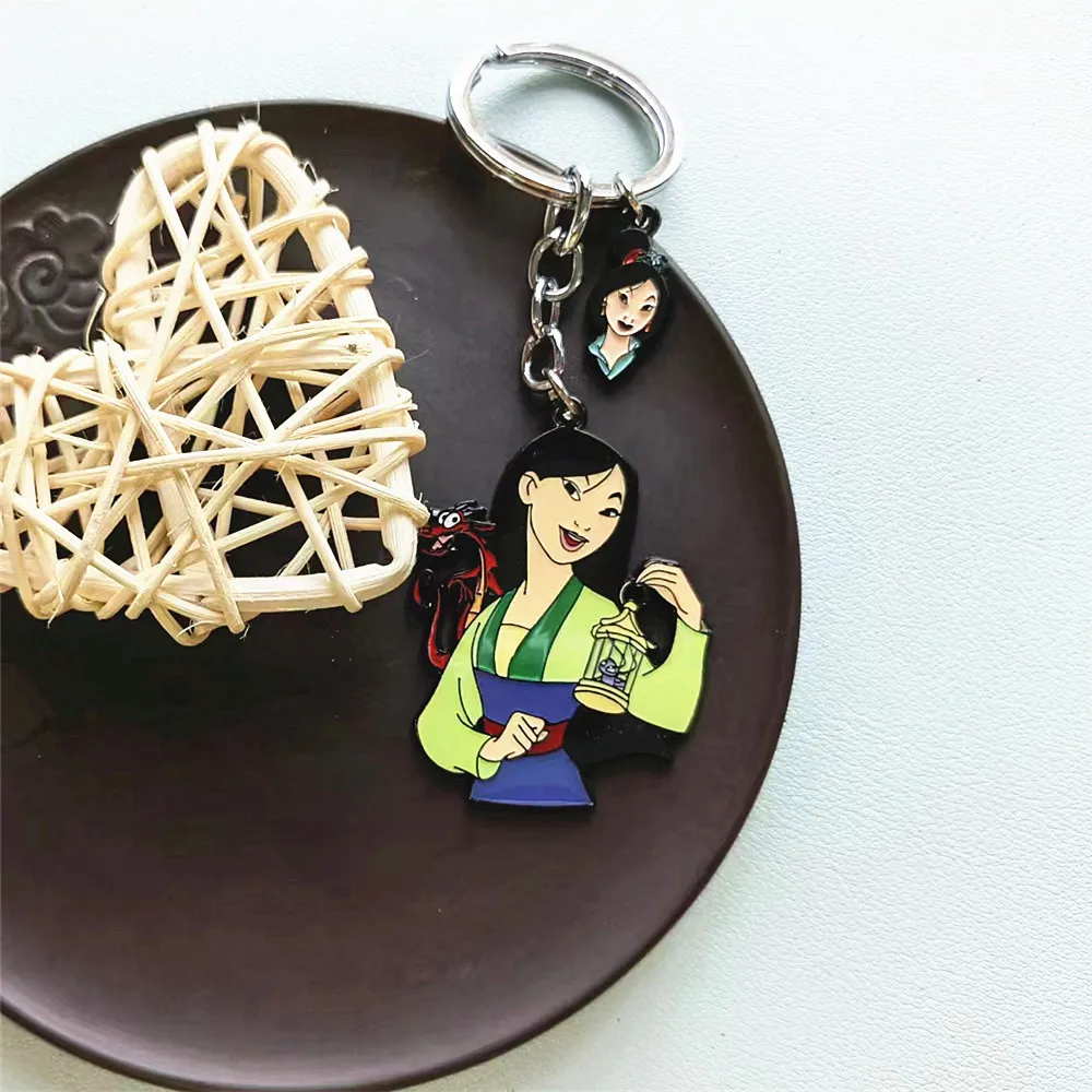 Disney Mulan Princess Anime Cartoon Metal Keychain Gifts for woman girl