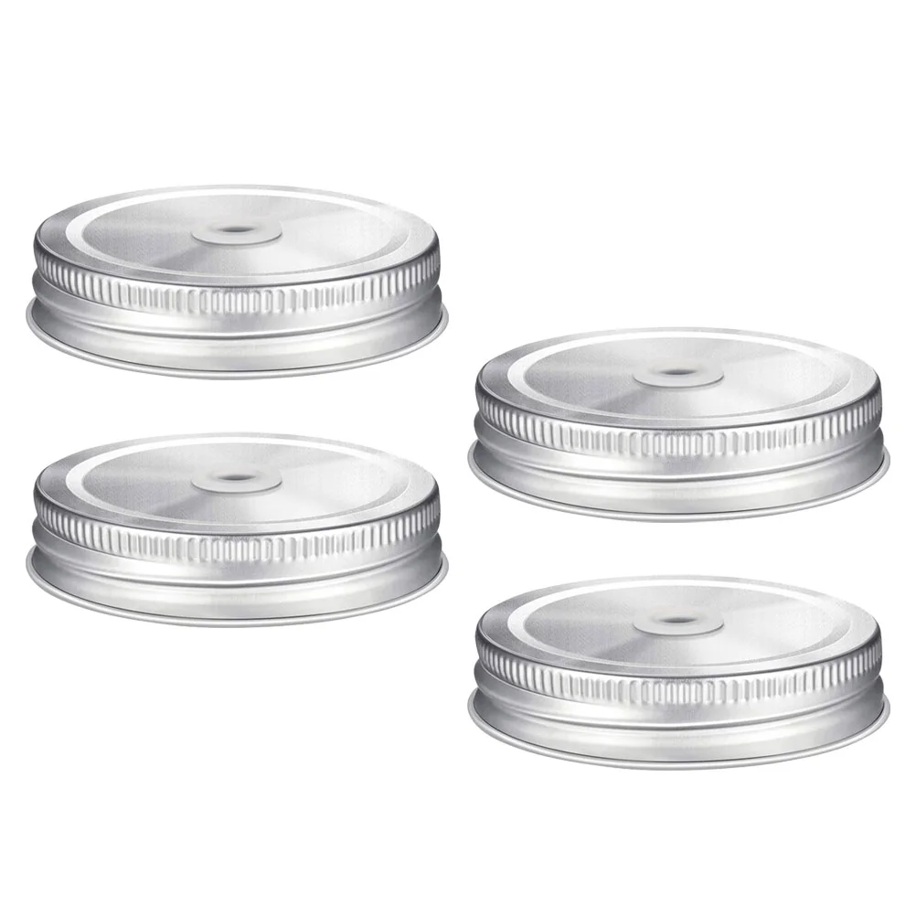

4 Pcs Mason Jars with Airtight Lids Regular Mouth Small Canning Accessories Straw Hole