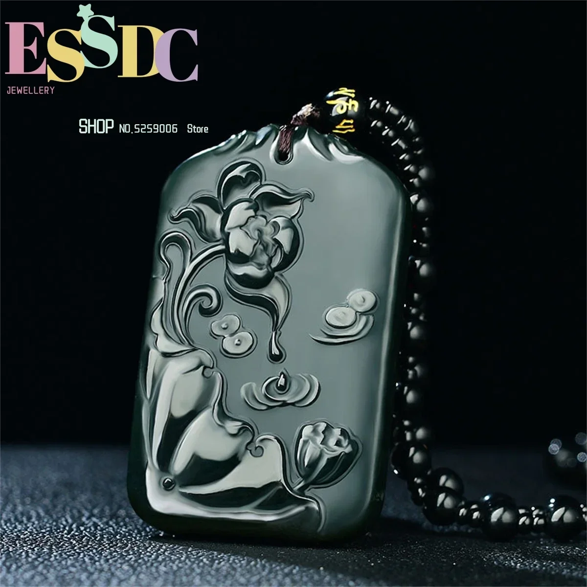 Handicrafts Wholesale Natural Hotan Jade Green Jade Surplus Pendant Necklace Double Sided CarvingCharm Jewelry Fashion Amulet