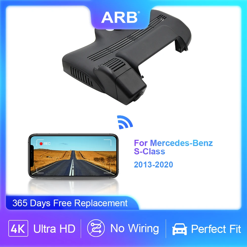 Car Dashcam for Mercedes Benz S Class (W221) 2013 2014 2015 2016 2017 2018 2019 2020, ARB WIFI APP Control Video Recorder 4K UHD