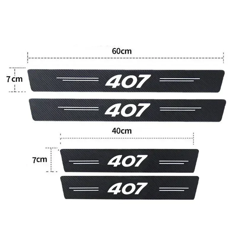 Luminous Car Decals Rear Trunk Bumper Strip Stickers for Peugeot 407 Badge Door Sill Threshold Protect Film Entry Pedal Interior