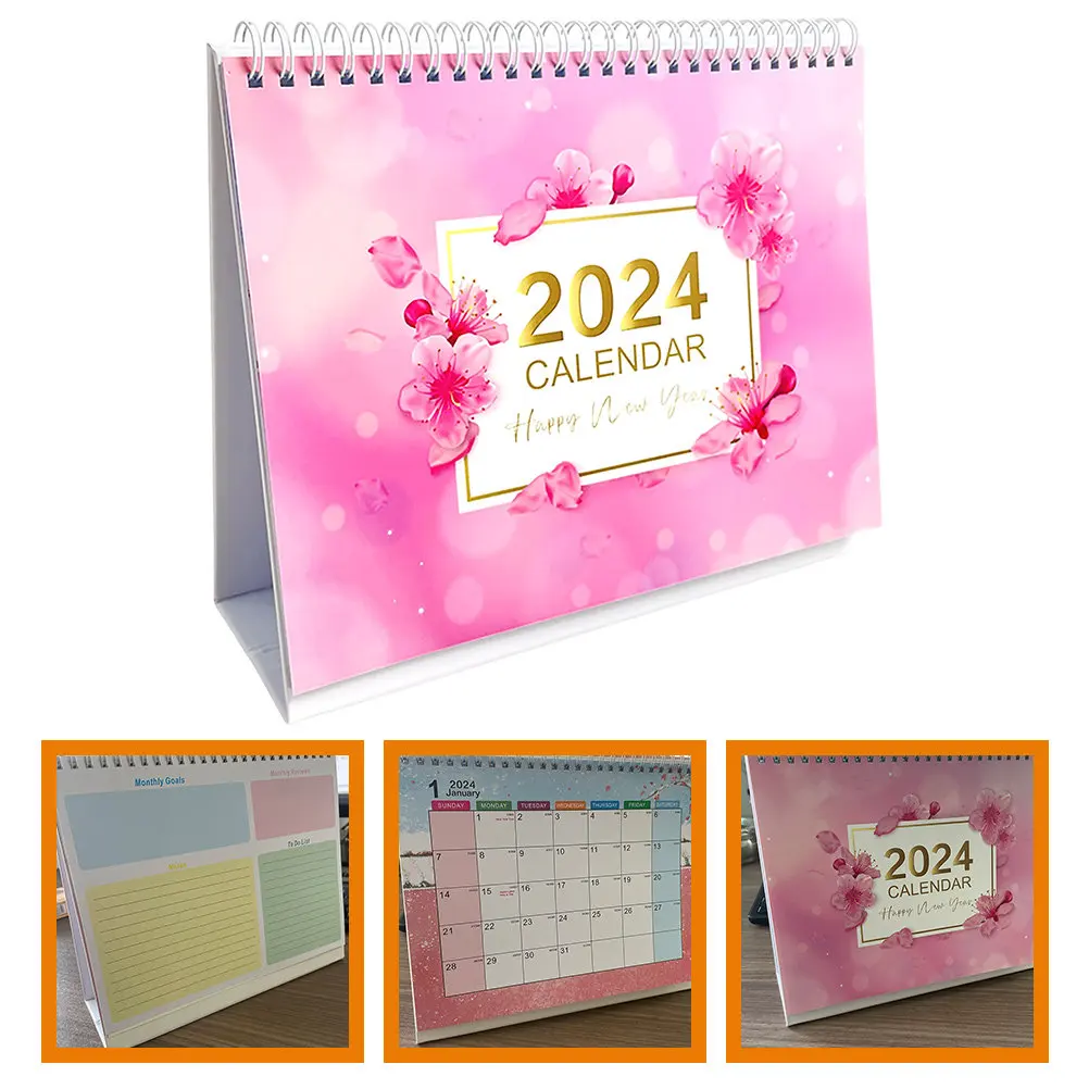 

2024 Desktop Calendar Compact Desk Calendar for Home Office Easy to Update Date Display Chic Tabletop Decoration Item