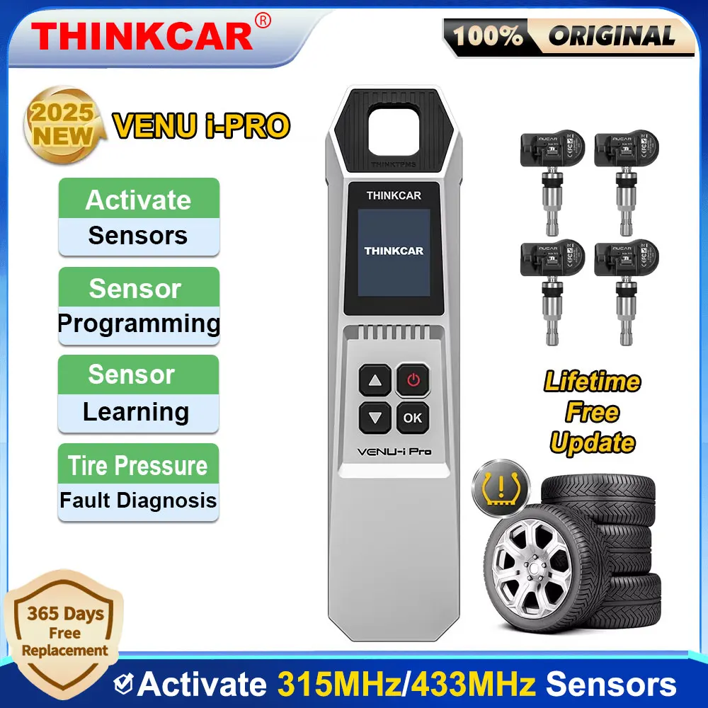 

Новинка 2025 года, инструмент для диагностики давления в шинах THINKCAR VENU-I PRO TPMS, программирование датчика 315 МГц/433 МГц, работа с THINKTOOL/689BT